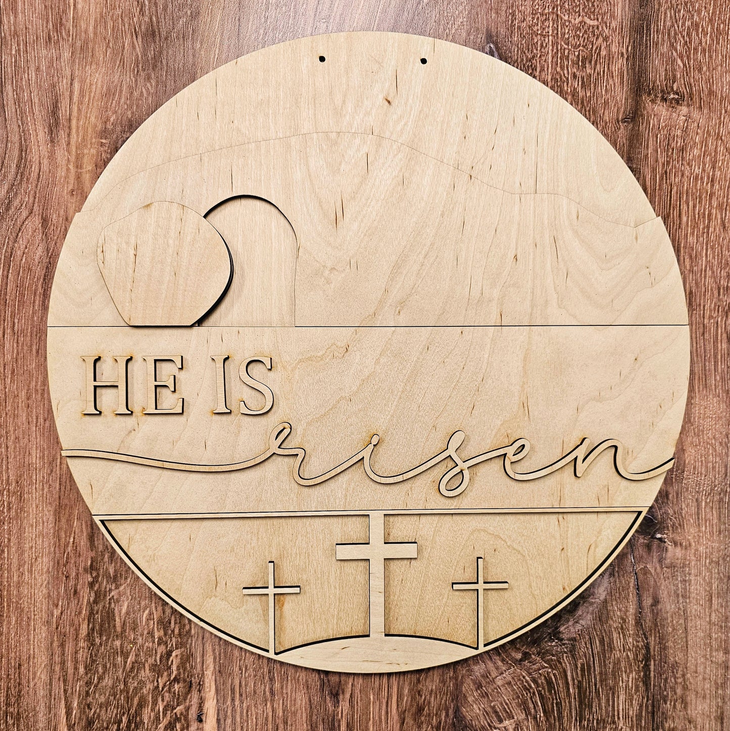 HE IS risen: 3D round door hanger