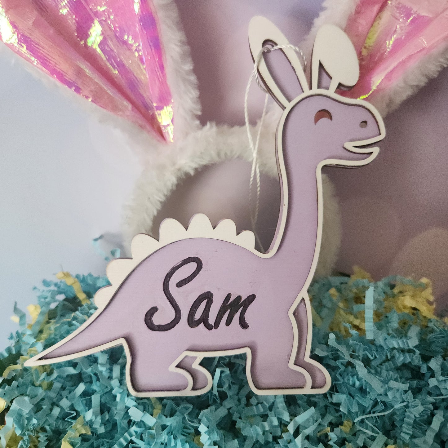 Dino Bunny Easter basket tag A5868 Tags