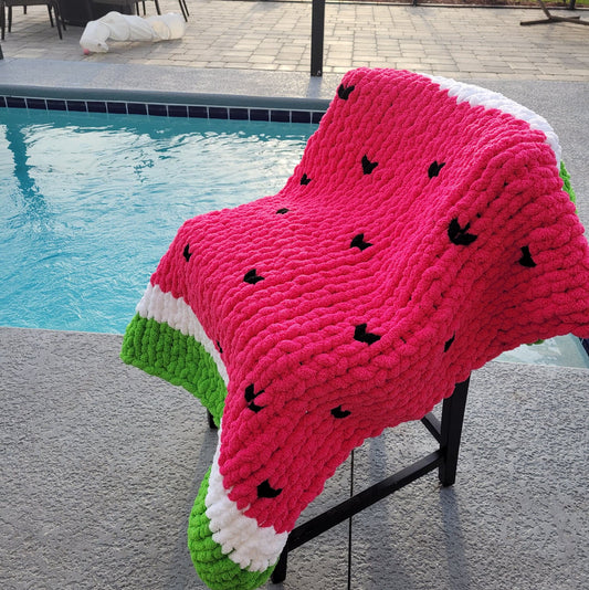 Juicy Watermelon: Hand-Knit Blanket (SAMPLE) A5633N
