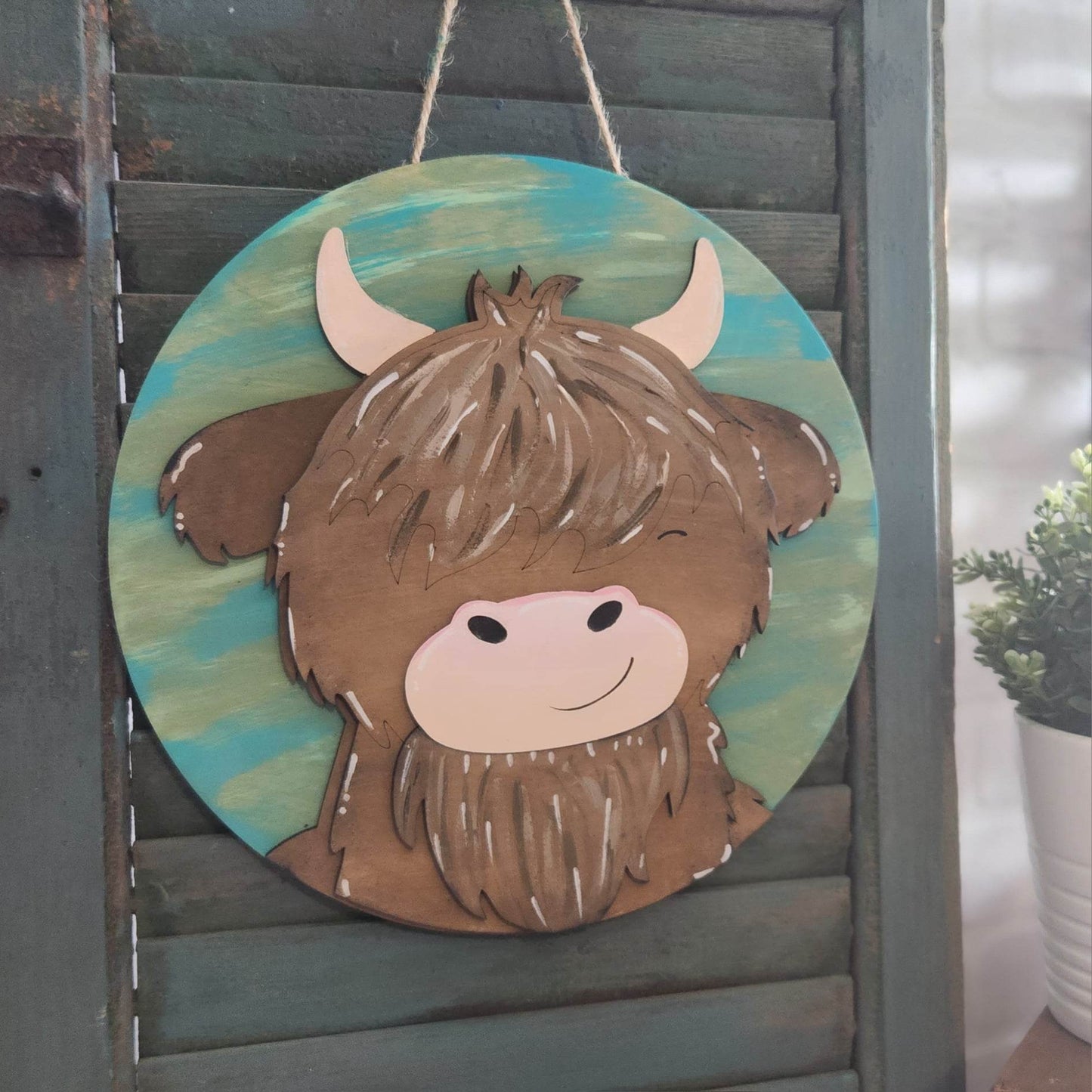 Highland Cow: 3D round door hanger A1892N