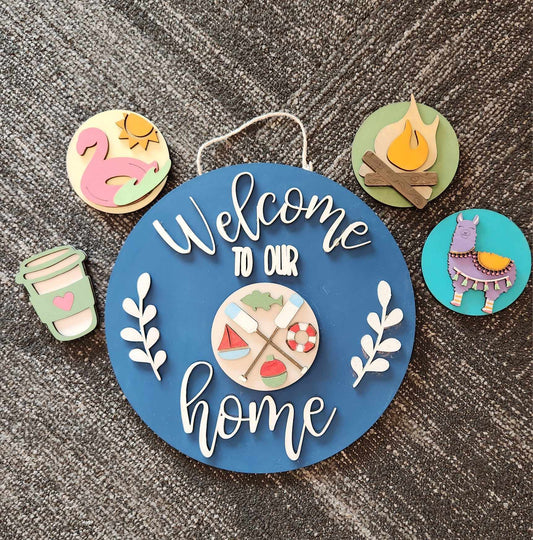 Welcome Home- for interchangeable shapes: 3D round door hanger A1927N