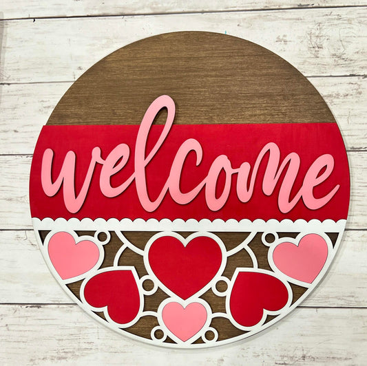 Welcome Valentine's Day hearts A5616N: 3D round door hanger