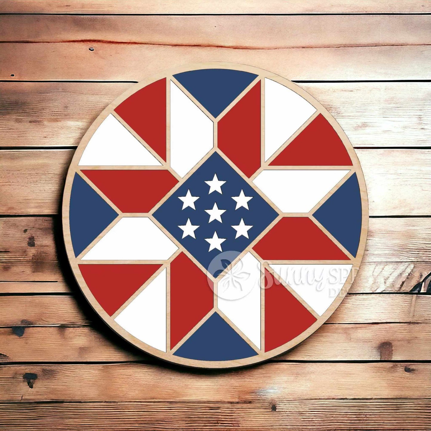 Americana barn quilt A5703: 3D round door hanger