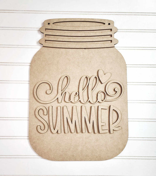 Hello summer mason jar A5704: Novelty door hanger