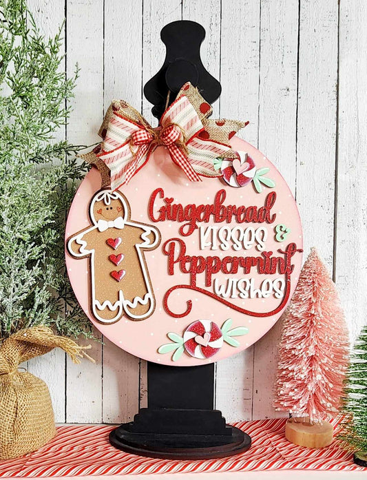 Gingerbread Kisses and Peppermint Kisses A5781 3D round door hanger