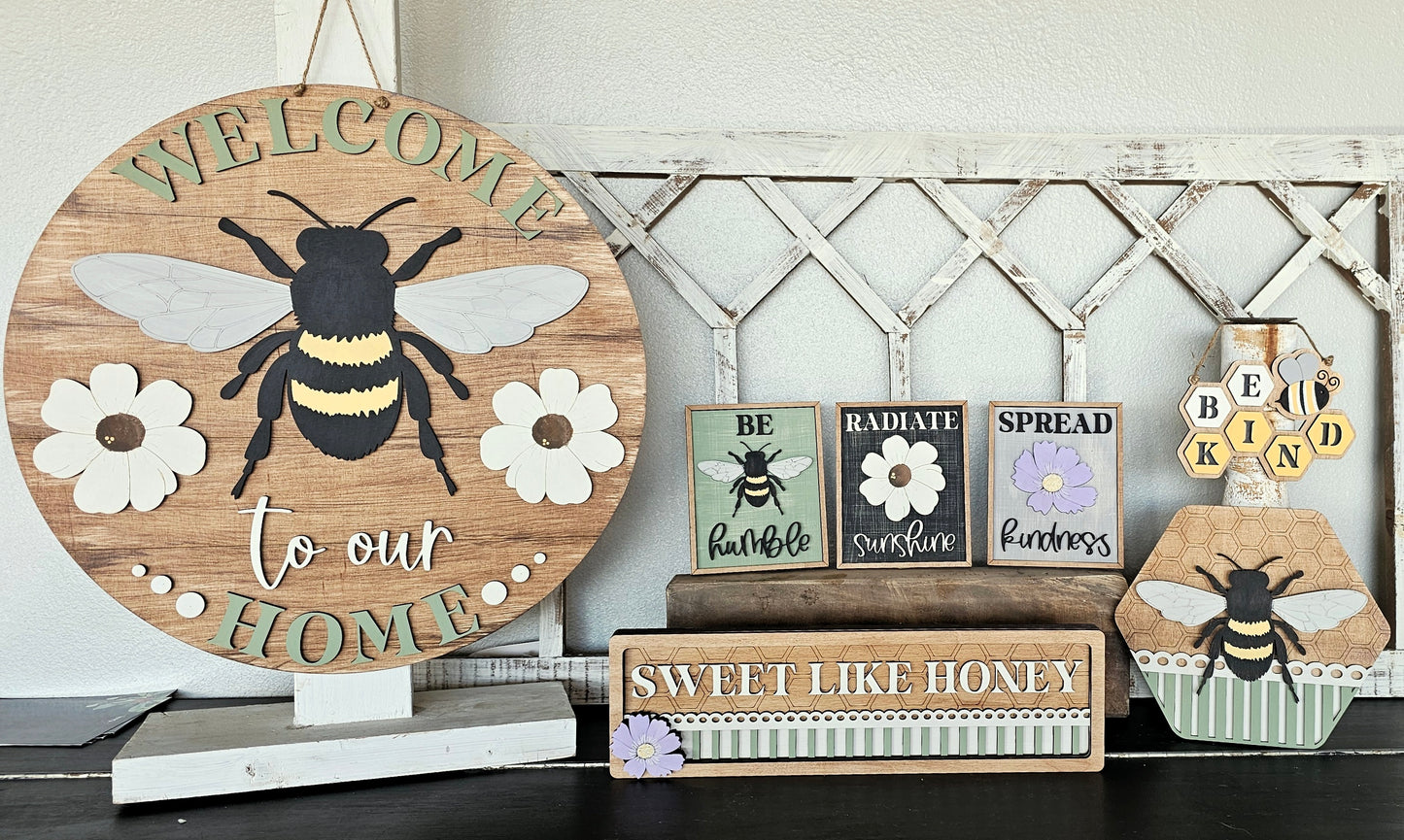 Welcome to our Home -Bee A5827: 3D round door hanger