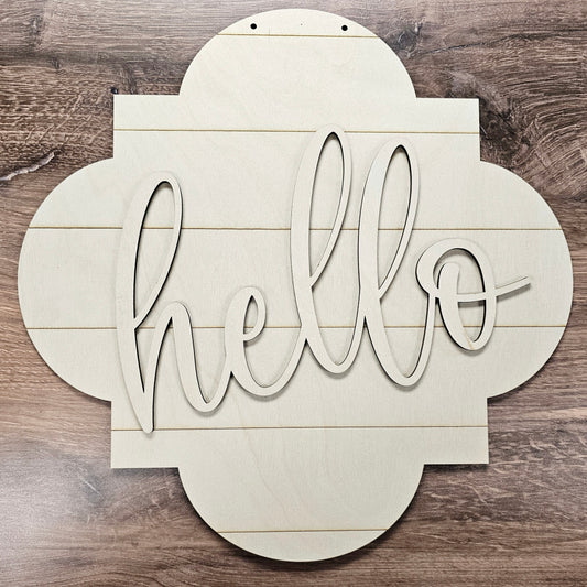Quatrefoil hello A5713: Novelty door hanger