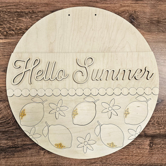 Hello Summer lemons A5714: 3D round door hanger