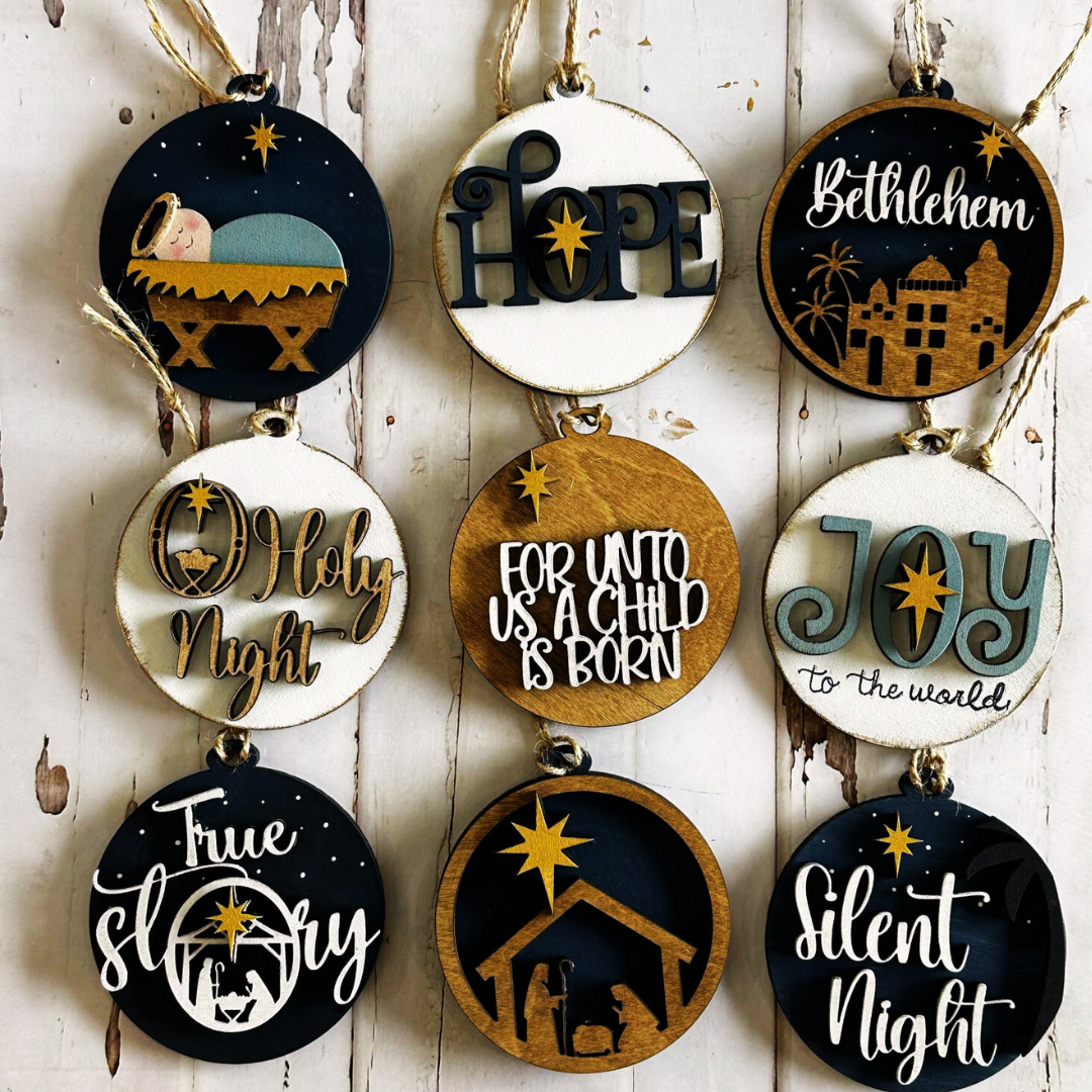 Story of the Nativity -set of 9 A5765: 3D Ornaments