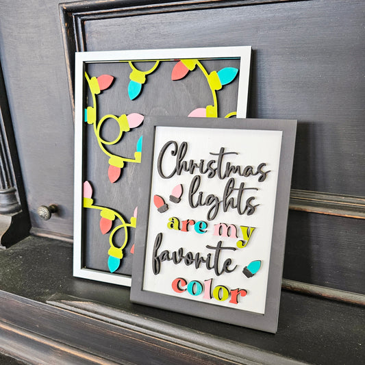 Christmas Lights Sign Duo A5973N 3D Rectangle