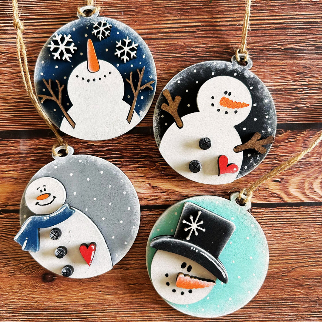 Snowman 4 pack A5763: 3D Ornaments
