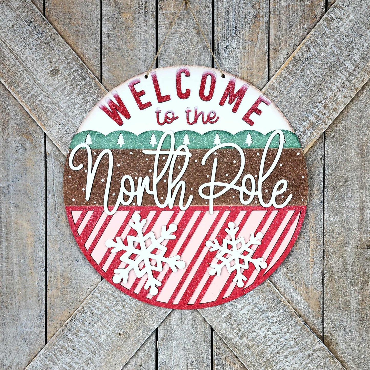 Welcome to the North Pole A6141 3D round door hanger