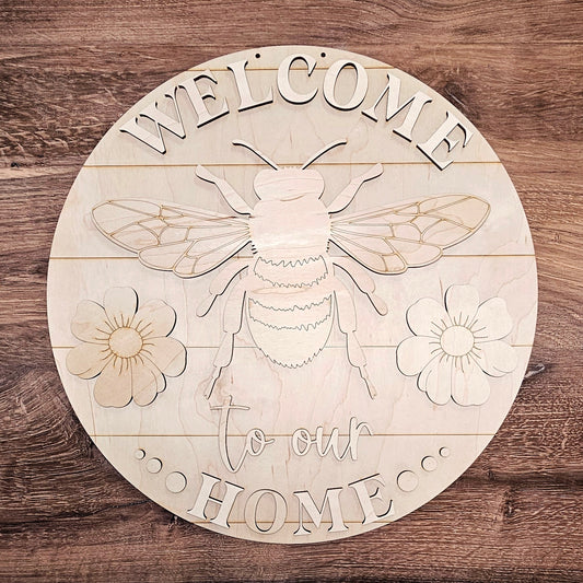 Welcome to our Home -Bee A5827: 3D round door hanger