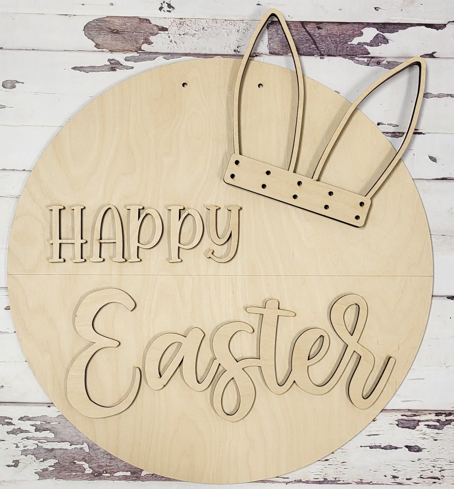 Happy Easter Bunny ears: 3D ROUND door hanger A1810N