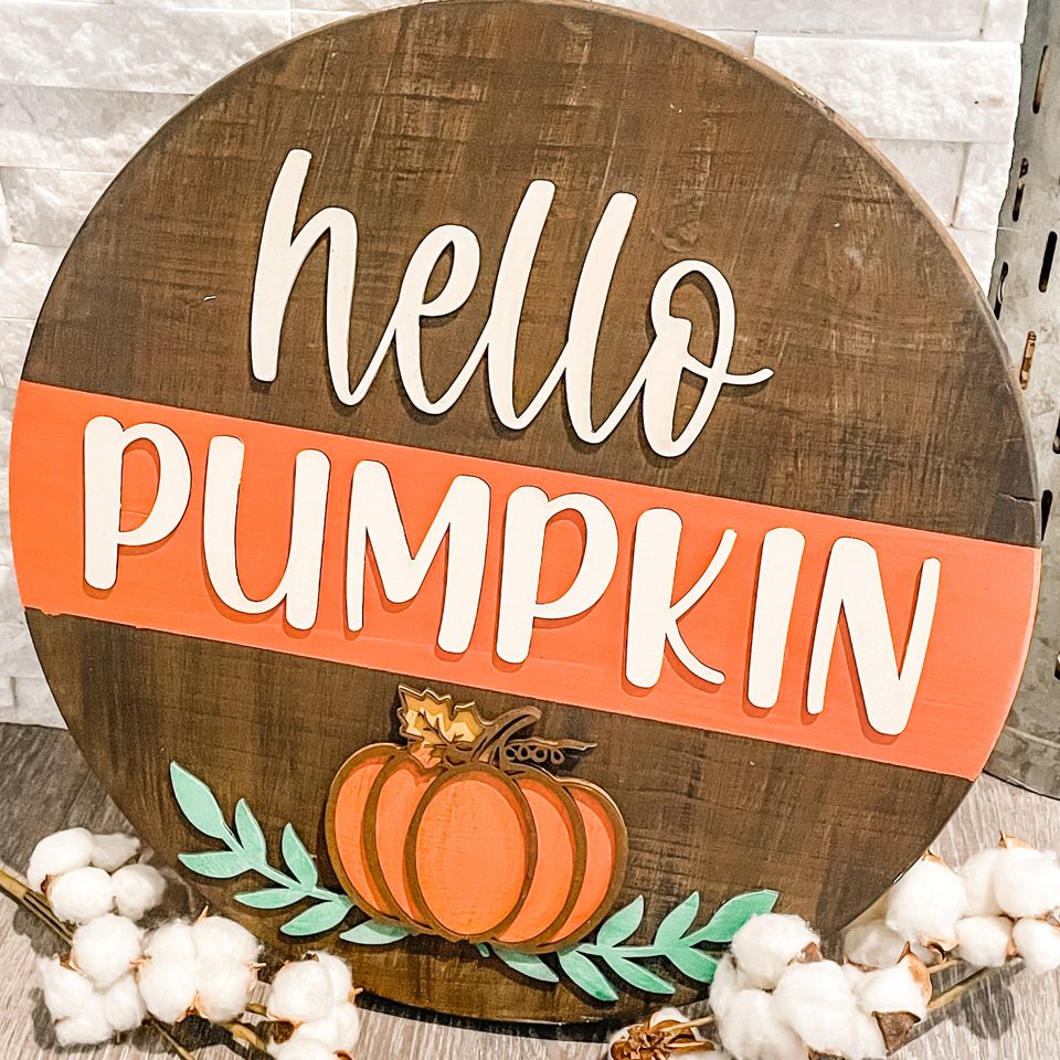 hello Pumpkin: 3D round door hanger A1697N
