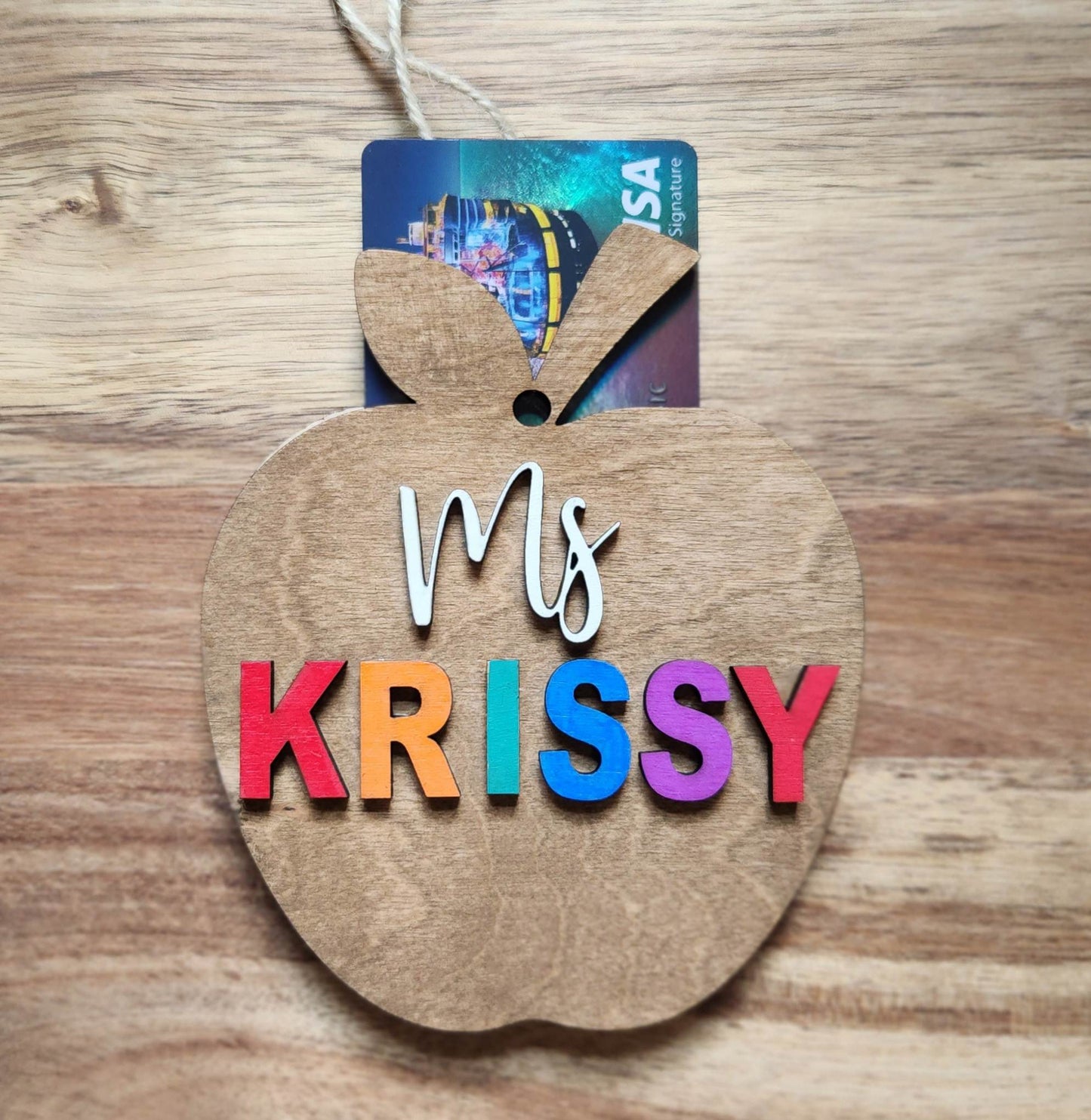 Teacher apple: Gift Card Holder Ornament A1760N