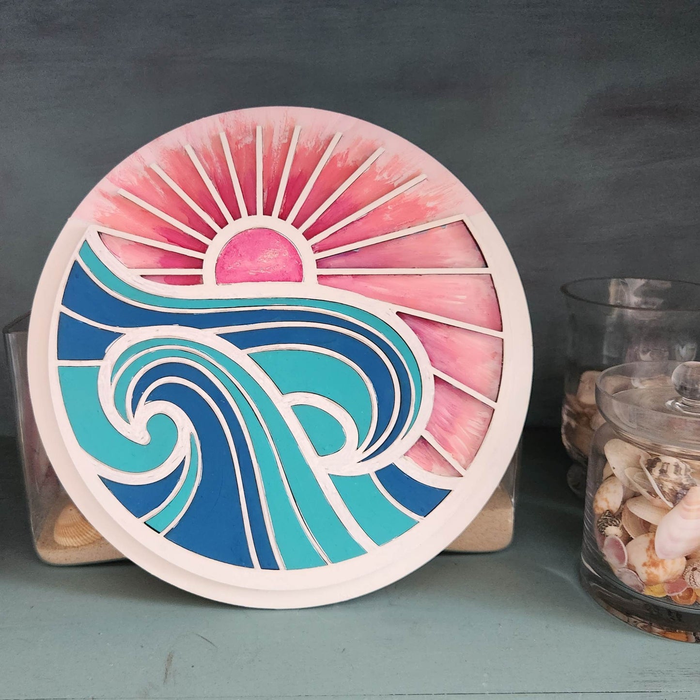 Ocean sunrise: round door hanger A1696N