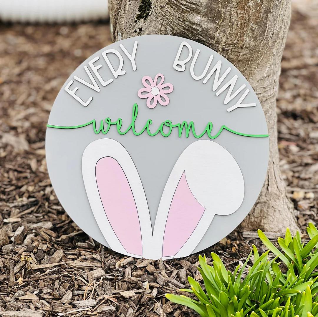 Every Bunny Welcome: 3D round door hanger A1815N