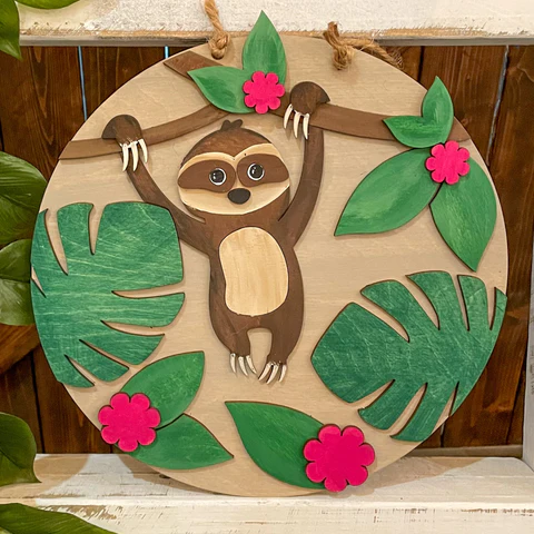 Sloth A1662N: 3D Round Youth Doorhanger A1662N