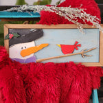 Snowman with Bird: 3D Plank_Framed A6795N