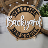 Welcome Backyard BBQ n Grill: 3D round door hanger A1877N