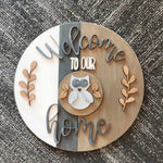 Welcome Home- for interchangeable shapes:  3D round door hanger A1927N