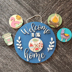 Welcome Home- for interchangeable shapes:  3D round door hanger A1927N