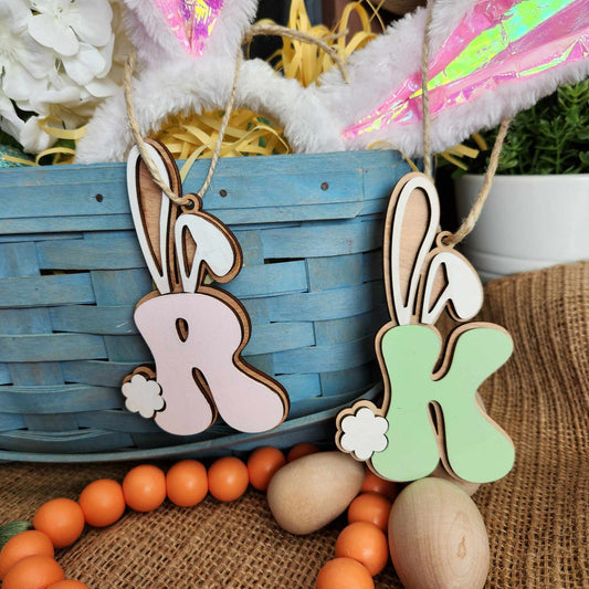 Bunny initial egg basket tag:  Tags A5662N