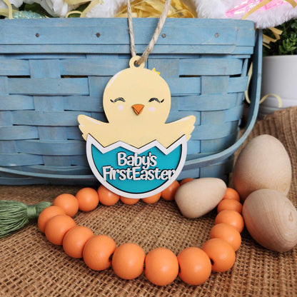 Baby chick in egg basket tag:  Tags A5661N
