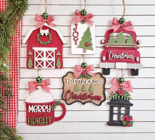 Farmhouse Collection Ornaments:  3D Ornaments