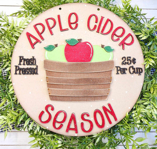 Apple Cider Season: 3D round door hanger