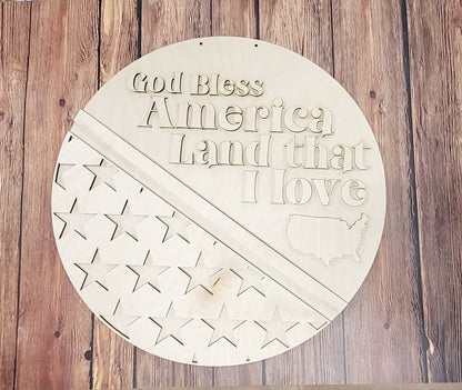 God Bless America Land that I love: 3D round door hanger A1852N