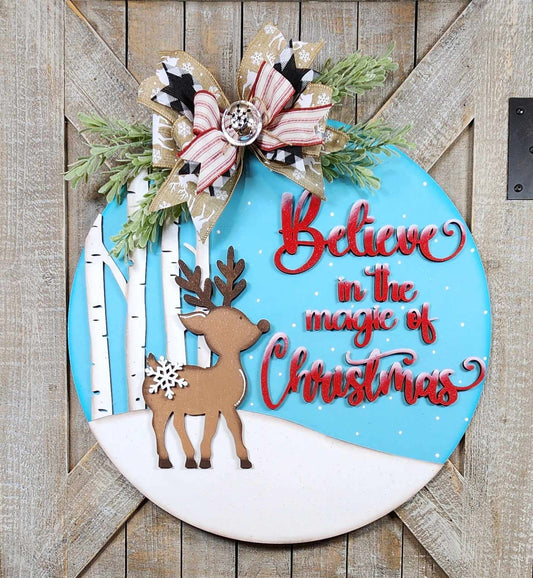 Believe in the Magic of Christmas: 3D round door hanger