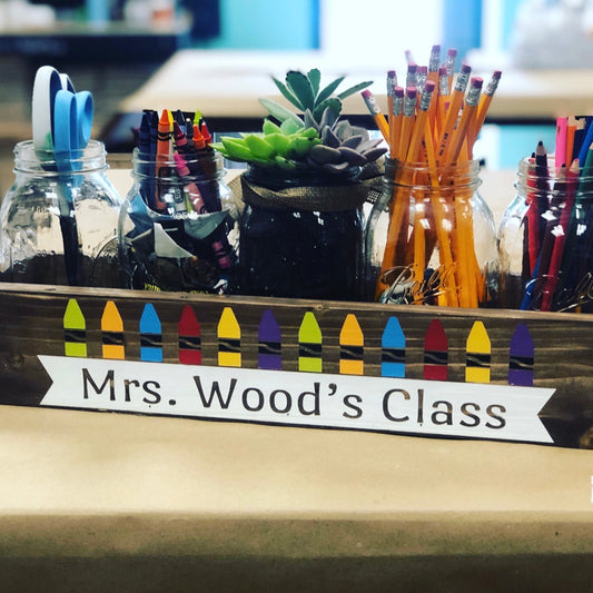 Teacher name in Crayon -personalized  planter box