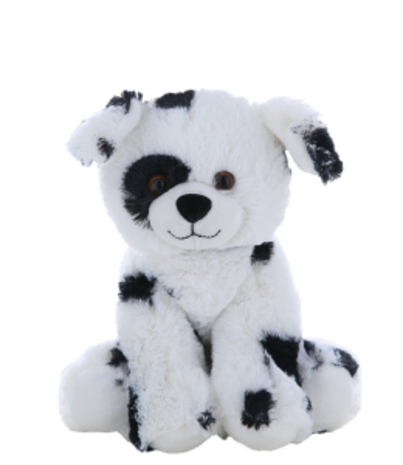  plush Dalmation dog toy with black spots on a white background