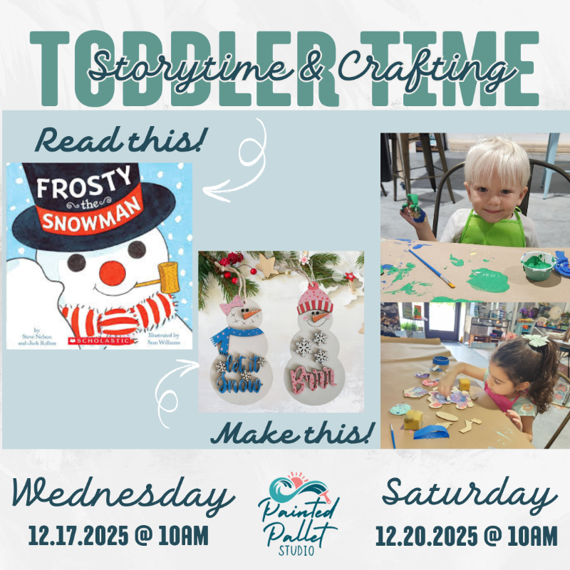 wooden snowman ornaments with Frosty the Snowman book for toddler time