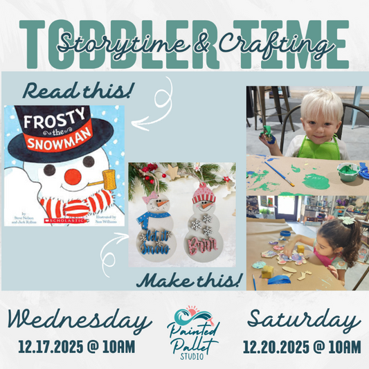 wooden snowman ornaments with Frosty the Snowman book for toddler time