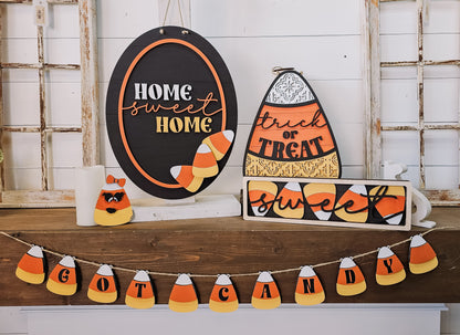 Home Sweet Home Candy Corn: 3D Oval Door hanger