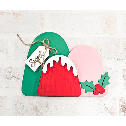Gum Drops Christmas chunky shelf sitter with Sweet tag - DIY kit Painted Pallet Studio