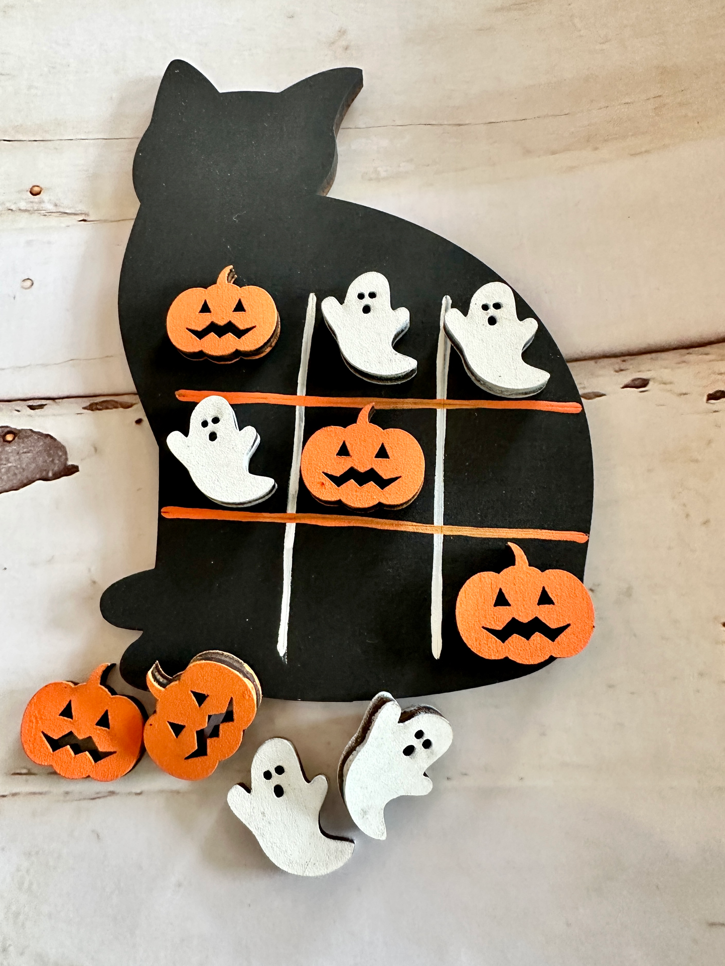 Black Cat Halloween Tic Tac Toe:  diy craft kit