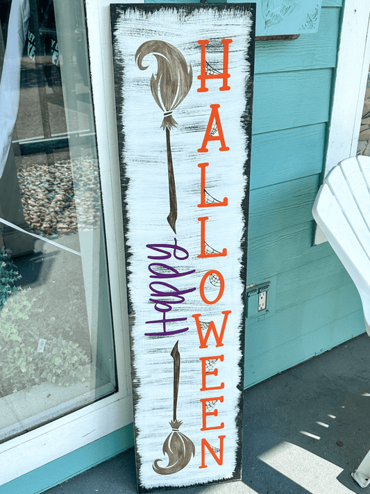 Happy Halloween with Brooms A5966 3D Plank porch leaner