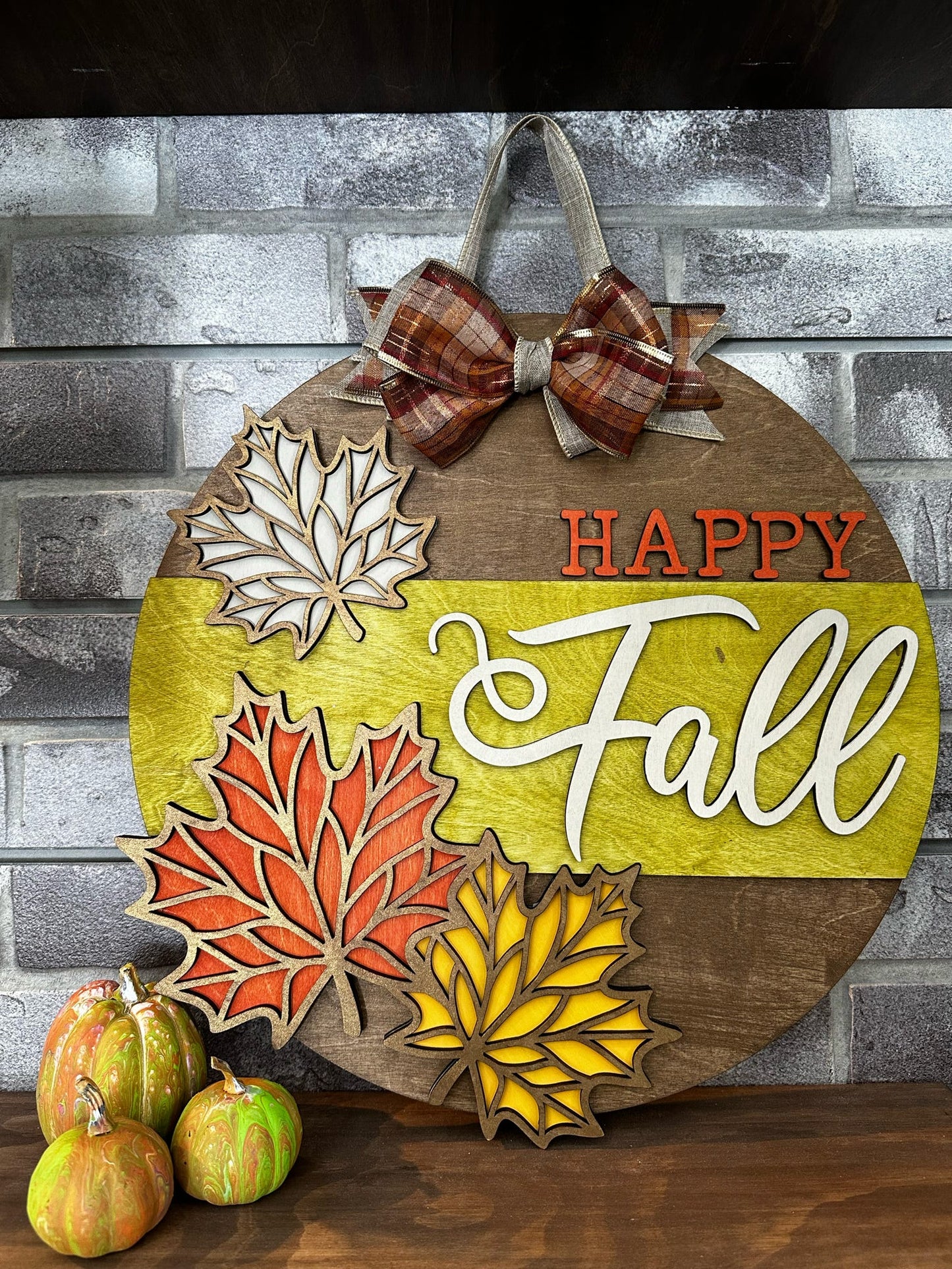 Happy Fall: 3D round door hanger