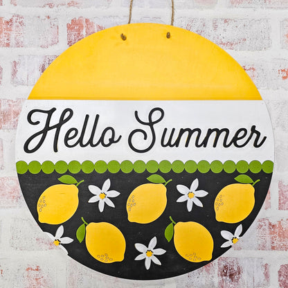 Hello Summer lemons: 3D round door hanger