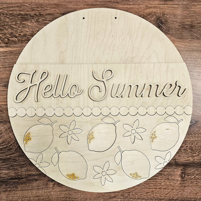 Hello Summer lemons: 3D round door hanger