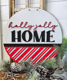 Holly Jolly Home (horizontal): 3D round door hanger A4345N