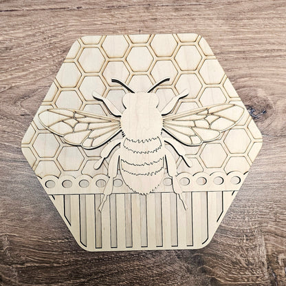 Honeycomb -Bee: 3D round door hanger