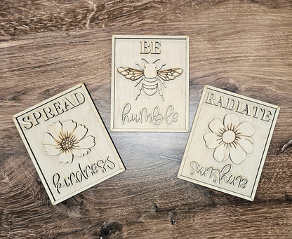 Bees & Blooms:  3D Sign trio