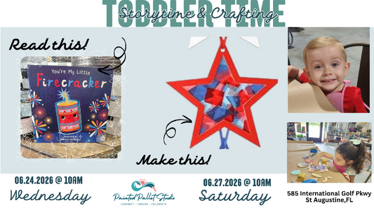 banner for a toddler craft in St Augustine with the book You're my Little Firecracker and a star craft