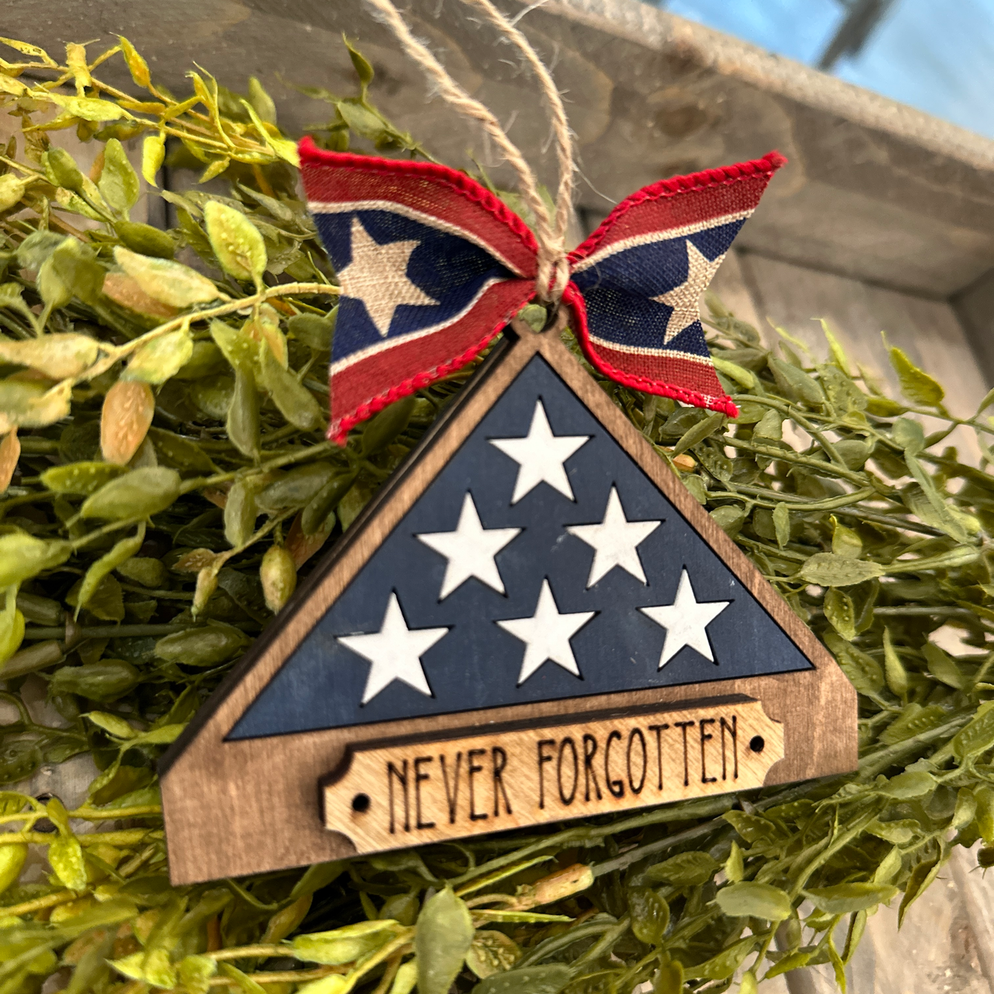 Folded flag Never Forgotten:  3D Ornament