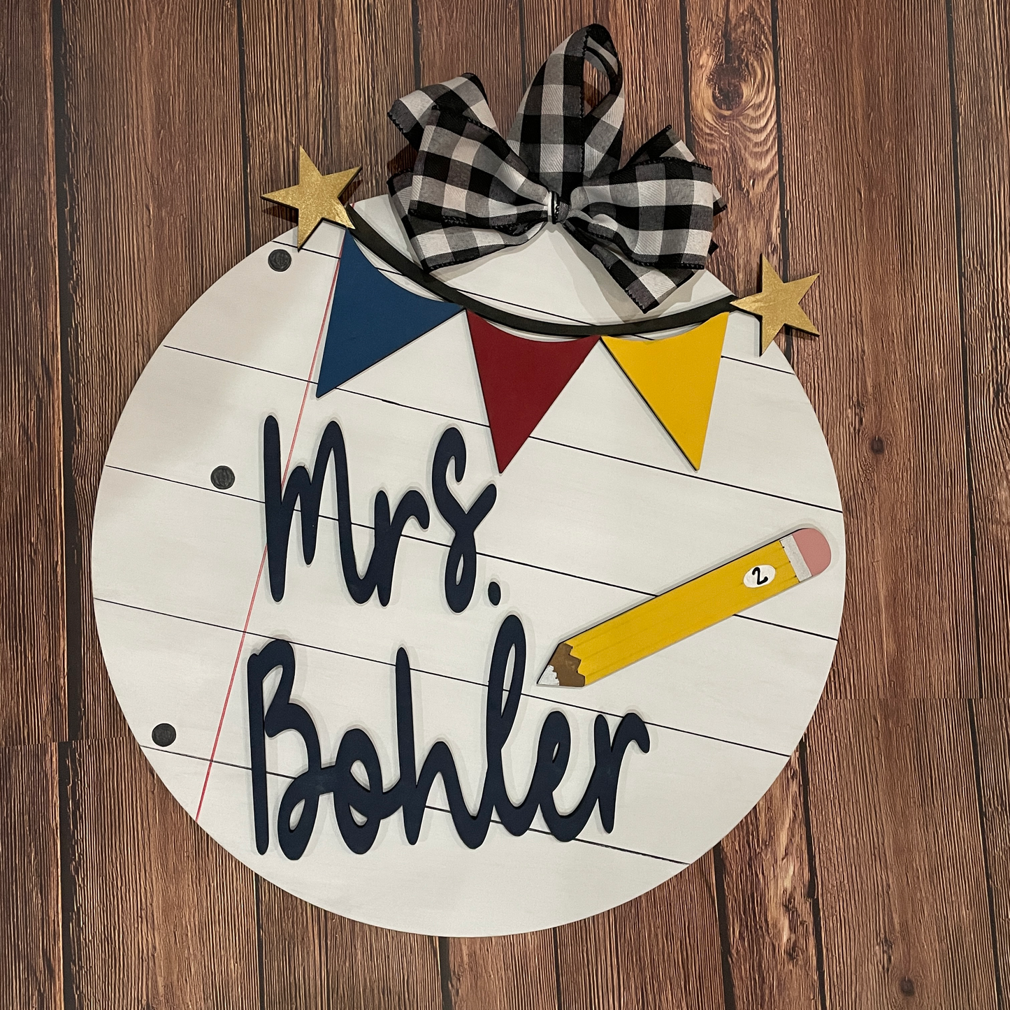 Teacher notebook paper: 3D round door hanger